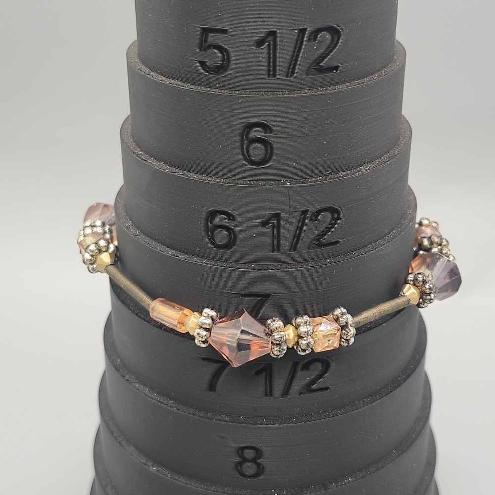Beaded Stretch Bracelet 7 Inch Champagne Crystal Bronze Slinky Coil Bohemian